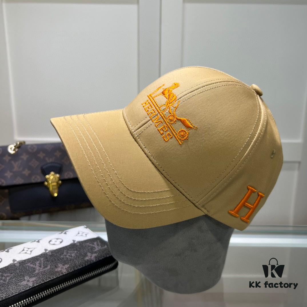 693002d112f62673a6faac45 Hermes Limited Edition Embroidered Baseball Cap with Dust Bag, Official Website Original Lining, High Version, Breathable and Comfortable, Ultra-high Sun Protection, Elegant and Stylish