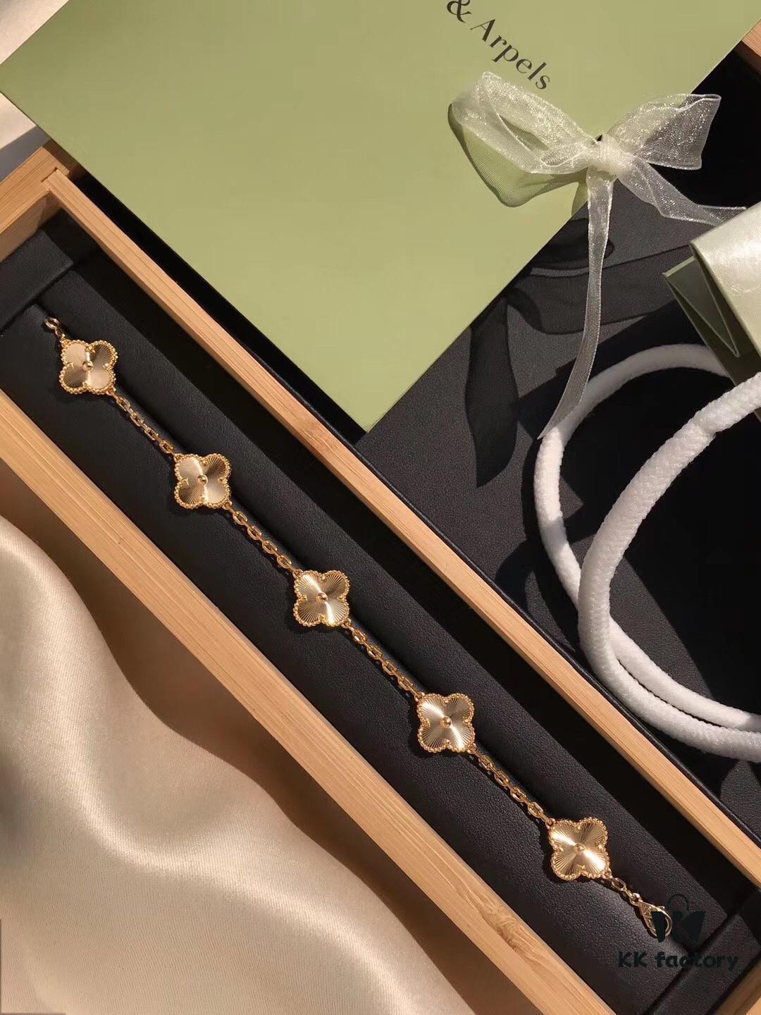 693002e012f62673a6faac68 Van Cleef & Arpels Vintage Alhambra Limited Edition Five-Flower Bracelet, S925 Silver with Thick 18K Gold Plating