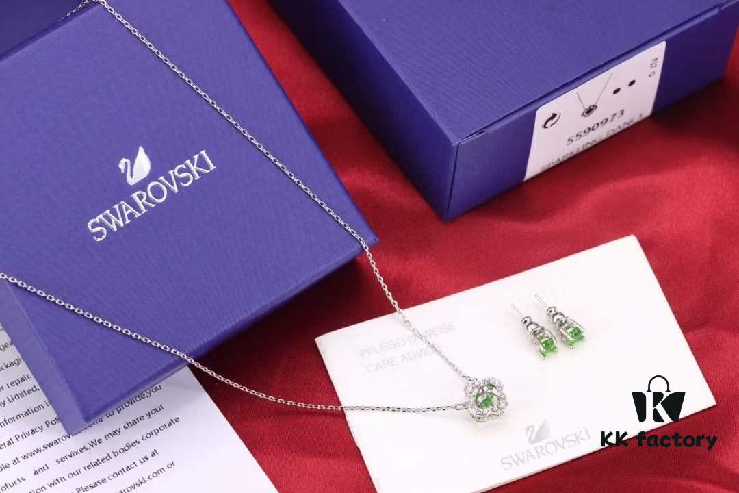 693002e112f62673a6faac6a Swarovski Green Beating Heart Four-Leaf Clover Single Diamond Set