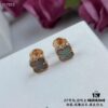 693002e212f62673a6faac6b ZP Updated Version V Gold Plated with Mimi Gold, Long-Lasting Color - VCA Clovers & Arpels Mini Natural Gray Shell Four-Leaf Clover Stud Earrings with Original Saucer Backs