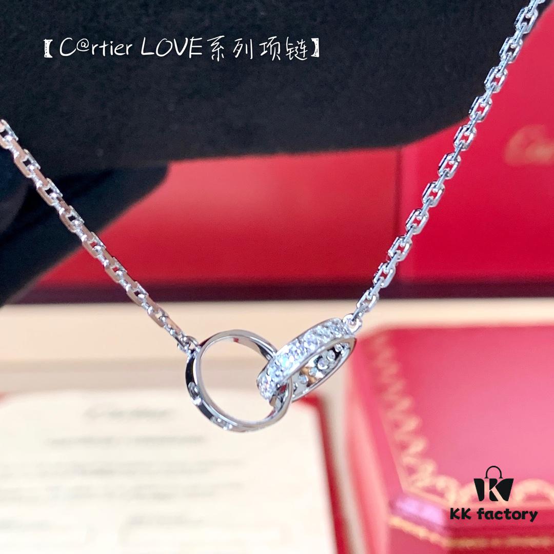 693002e812f62673a6faac7b Custom Crafted ZP Jewelry, Real Gold and Diamonds, Cartier Love Series Necklace in Premium Silver Version with Packaging
