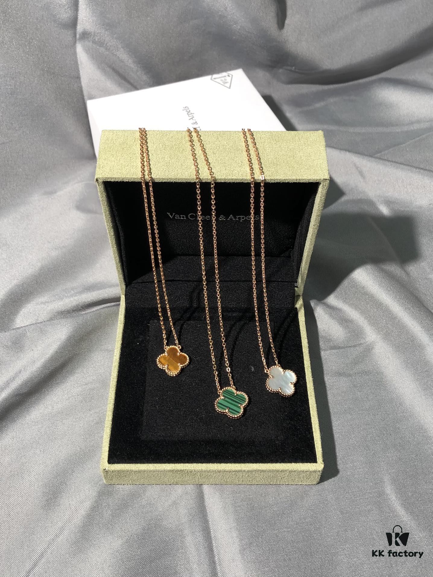 693002e812f62673a6faac7c Necklace · Rose Gold Set: Malachite Clover / Tiger's Eye Clover / White Mother of Pearl Clover