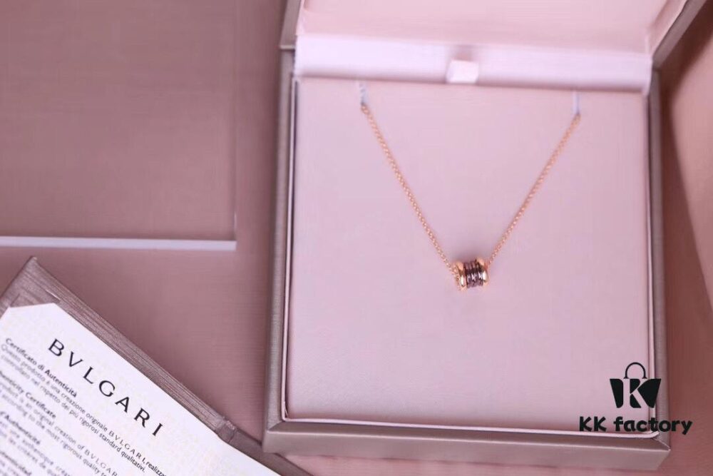 693002e912f62673a6faac7f BVLGARI Brown Ceramic Necklace Mini with Latest V Gold Material