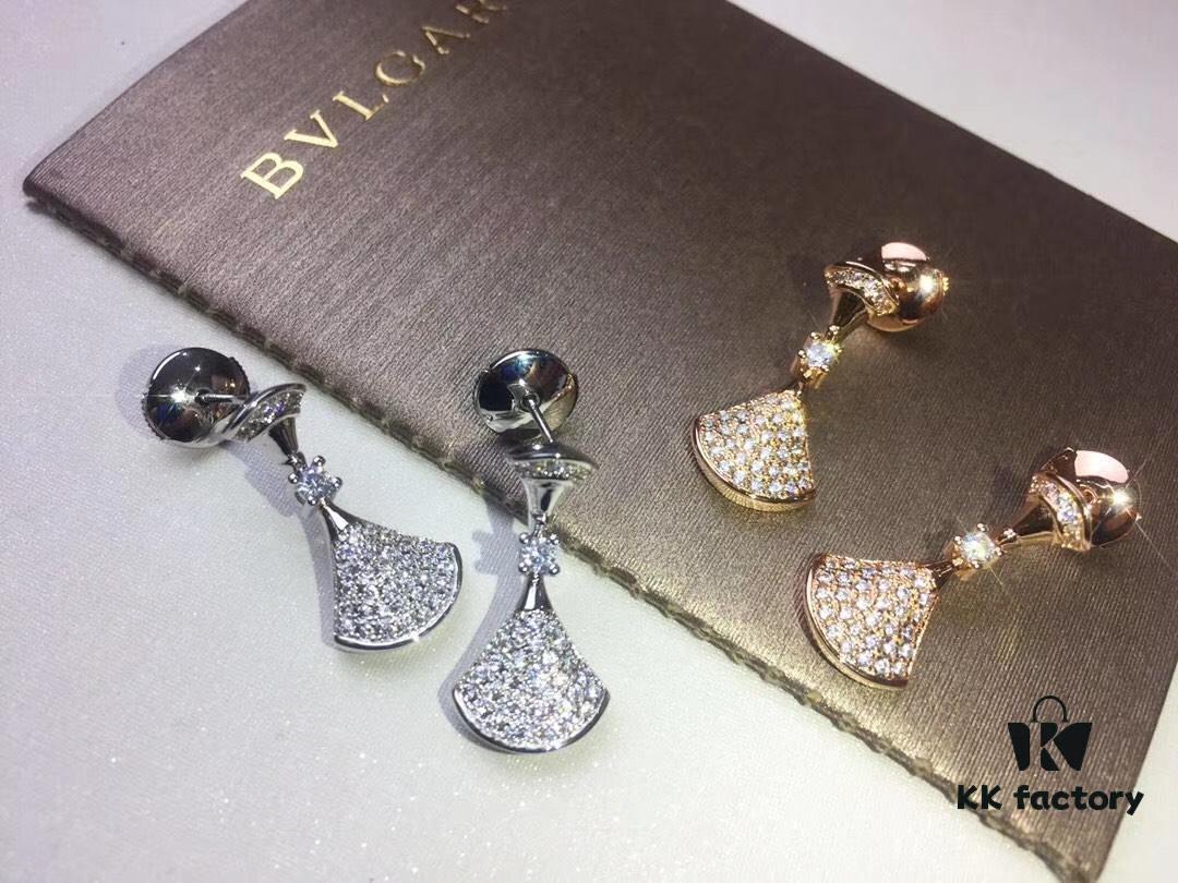 693002f012f62673a6faac8b Top-Tier Replica BVLGARI Diva Series Fan-Shape Full Diamond Set: Dress Necklace, Bracelet, and Earrings - Luxury Custom Design in 18K Rose Gold/White Gold Plated Pure Silver with 925 Sterling Silver Anti-Allergy Ear Posts