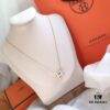 693002f312f62673a6faac90 Hermès Enamel Curved H Necklace in Gold Tones