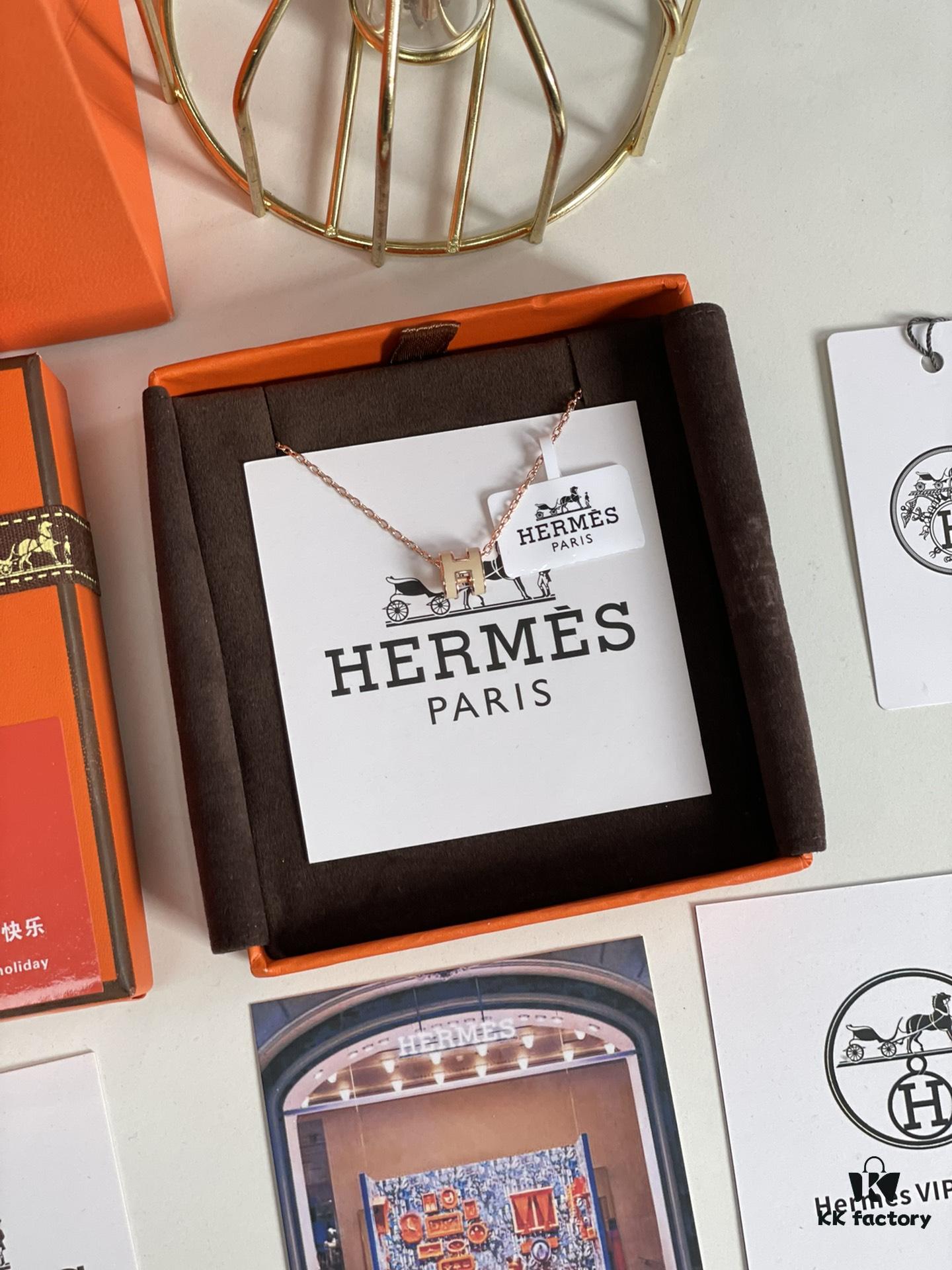 Hermes Overseas Points Member Gift Hermes | Pop H Series✨ Rose Gold Milk Tea Color [Mini Size] Classic H Closure Timeless Design