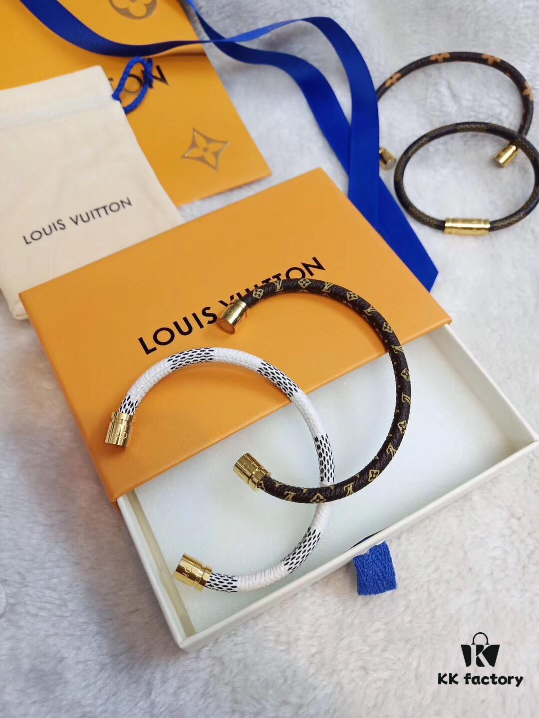 6930030012f62673a6faaca2 Louis Vuitton LV Monogram Canvas Leather Strap Unisex Bracelet