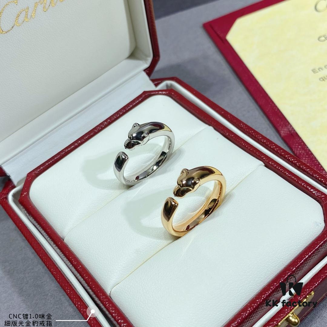 6930030d12f62673a6faacb8 V Gold Plated Mimi Gold CNC Polished Cartier Thin Version Panther Ring, Sizes 5-6-7-8, Extra Thick and Powerful Design! Unisex Couple's Ring