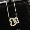 New Arrival Qeeli* Double Gourd Full Diamond Pendant Necklace, Rose Gold/Silver