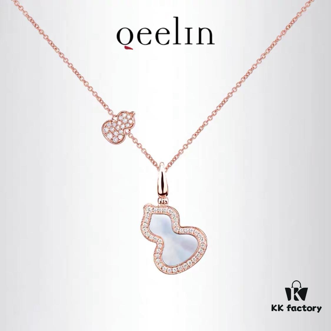 6930032412f62673a6faacde Exquisitely Crafted Gourd Pendant Necklace with Hand-Set Stones in V-Gold