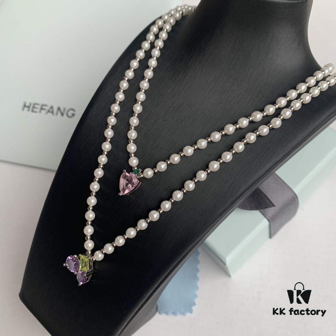 HEFANG Jewelry - Fruit Freedom Series - Juice Necklace - Grape Ice Necklace, Peach Ice Necklace