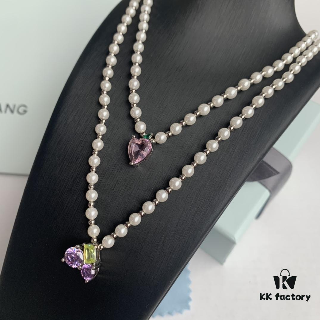 HEFANG Jewelry - Fruit Freedom Series - Juice Necklace - Grape Ice Necklace, Peach Ice Necklace