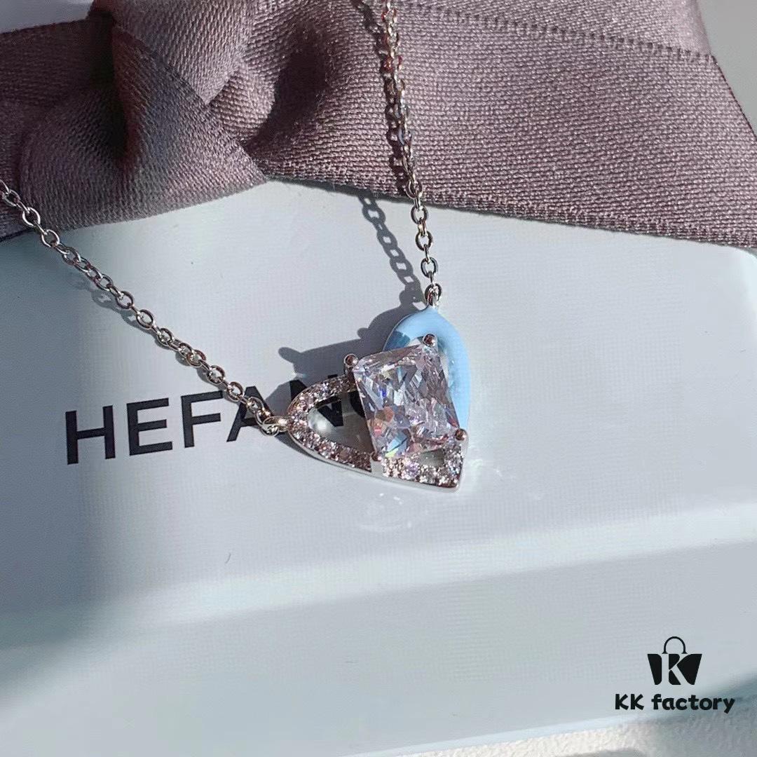 6930034812f62673a6faad44 HeFang Jewelry Official New Arrival Barbie 'Ice Blue Sweetheart' Necklace, Heart-shaped Mini Ice Crystal Elegant Collar Chain