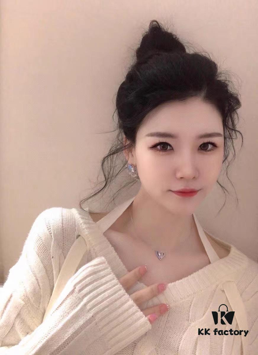 6930034912f62673a6faad45 HeFang Jewelry Official New Arrival Barbie 'Ice Blue Sweetheart' Necklace, Heart-shaped Mini Ice Crystal Elegant Collar Chain