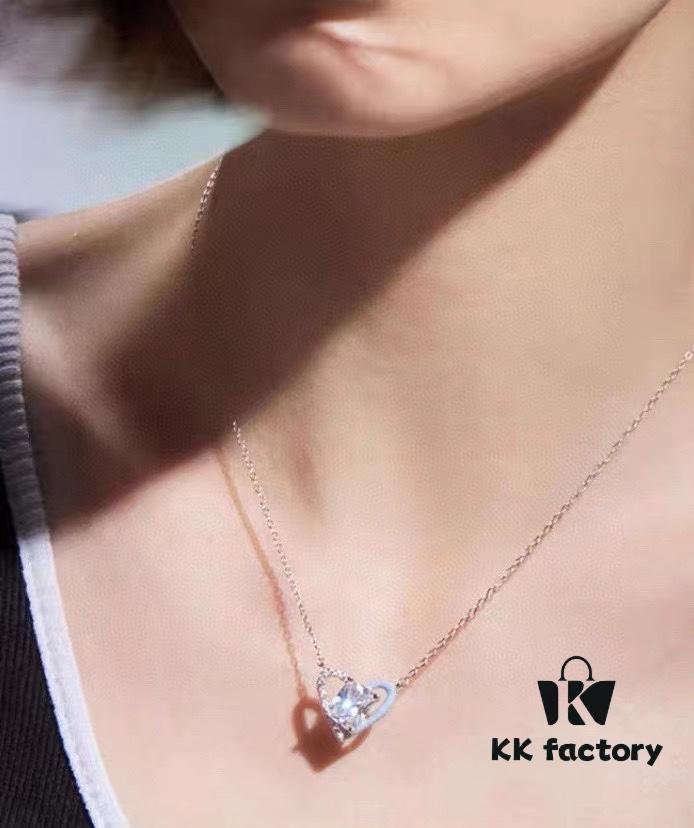 6930034912f62673a6faad46 HeFang Jewelry Official New Arrival Barbie 'Ice Blue Sweetheart' Necklace, Heart-shaped Mini Ice Crystal Elegant Collar Chain