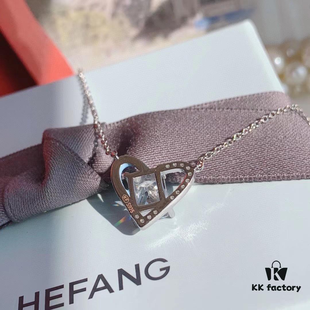 6930034d12f62673a6faad50 HeFang Jewelry Official New Arrival Barbie 'Ice Blue Sweetheart' Necklace, Heart-shaped Mini Ice Crystal Elegant Collar Chain