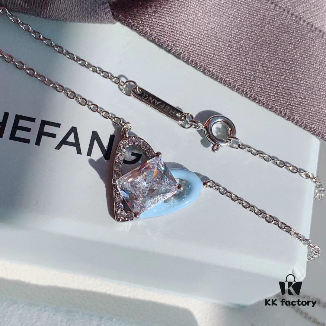 6930035112f62673a6faad55 HeFang Jewelry Official New Arrival Barbie 'Ice Blue Sweetheart' Necklace, Heart-shaped Mini Ice Crystal Elegant Collar Chain