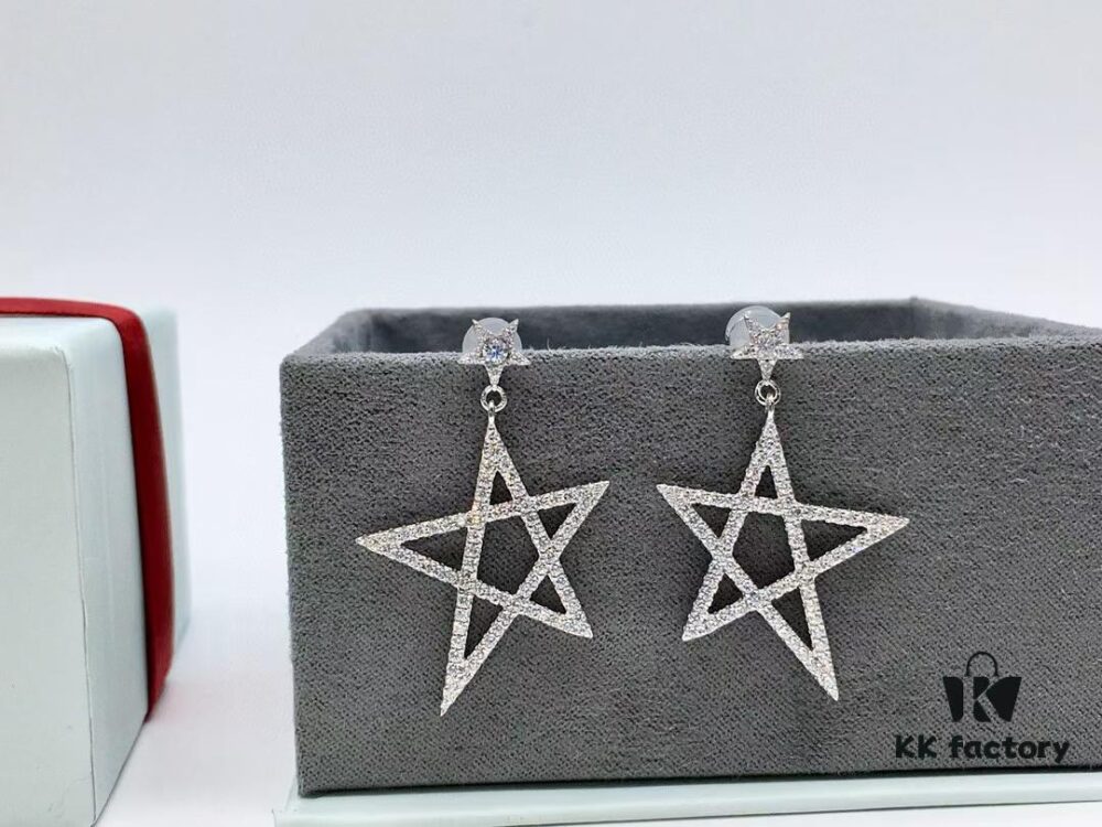 6930037112f62673a6faad96 NAZA Same Style HEFANG Jewelry Hollow-out Five-pointed Star Earrings, S925 Silver with 3A Zircon Set in White Gold Plated Finish