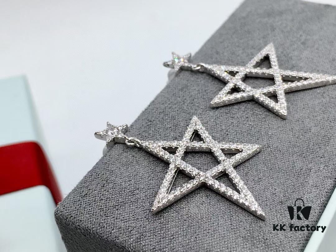 6930037112f62673a6faad97 NAZA Same Style HEFANG Jewelry Hollow-out Five-pointed Star Earrings, S925 Silver with 3A Zircon Set in White Gold Plated Finish