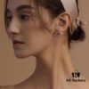 Hefang 925 Sterling Silver Balance Series Pearl Smile Stud Earrings