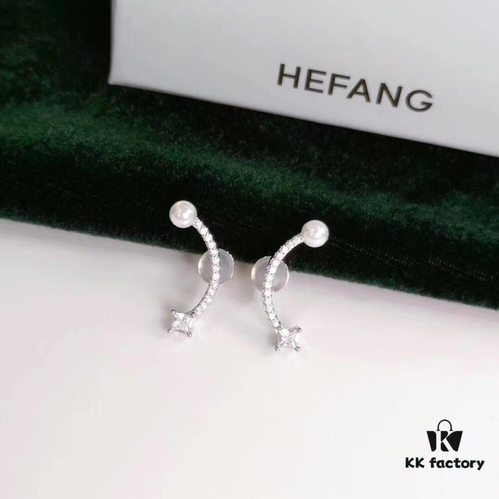6930038012f62673a6faadb3 Hefang 925 Sterling Silver Balance Series Pearl Smile Stud Earrings