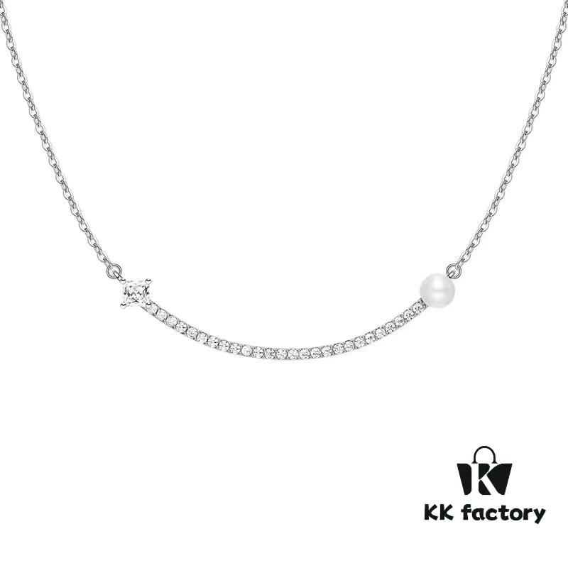 6930038412f62673a6faadb9 Hefang Jewelry Balance Series Pearl Smile Necklace, 925 Sterling Silver Ins-Style Elegant Smile Pendant Collar Chain