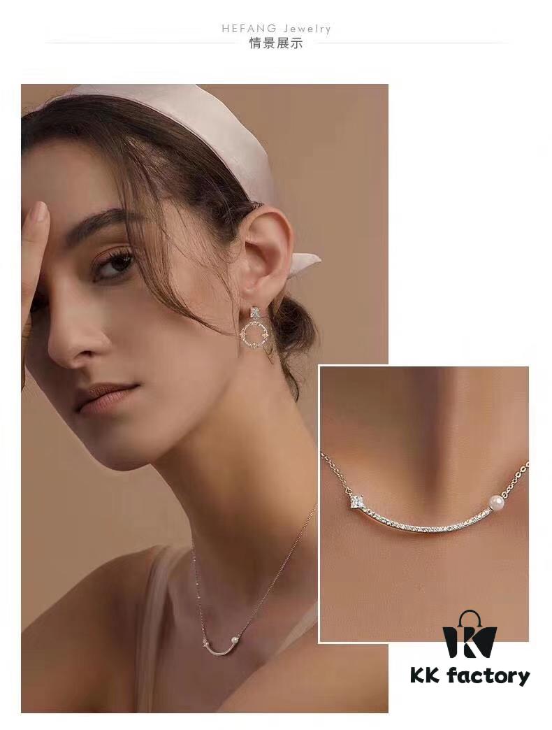 6930038512f62673a6faadbc Hefang Jewelry Balance Series Pearl Smile Necklace, 925 Sterling Silver Ins-Style Elegant Smile Pendant Collar Chain