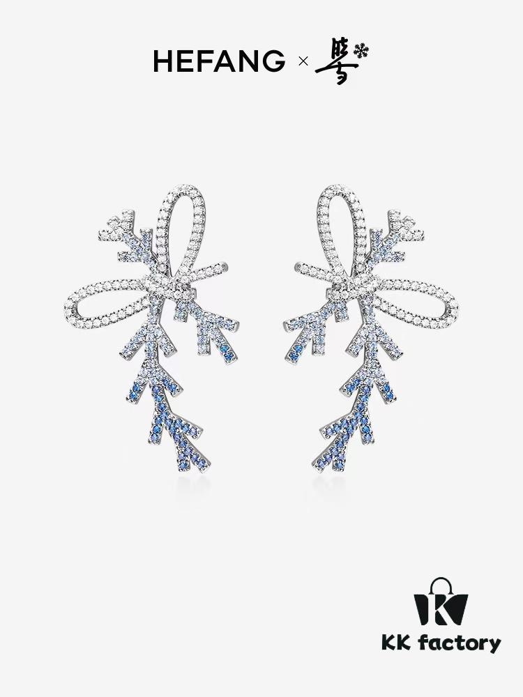 6930038d12f62673a6faadcb HEFANG Jewelry Ribbon First Snow Earrings, Same Style as Zhou Jieqiong