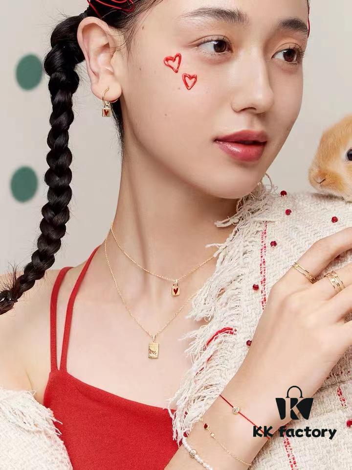 Rabbit Year New Arrival] HEFANG He Fang Bidet Rabbit Confession Square Pendant S925 Solid Sterling Silver Necklace Customized Silver Sweater Chain