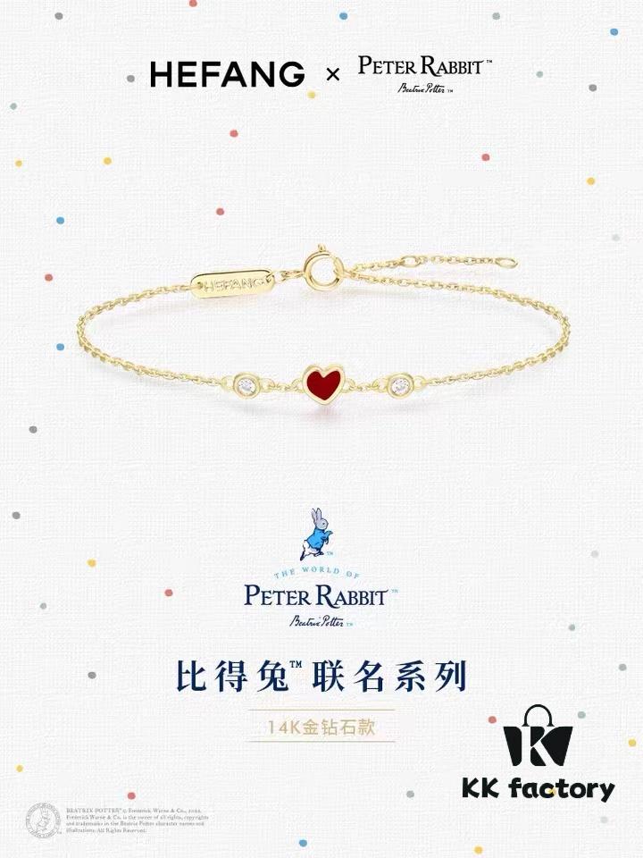 [Year of the Rabbit New Arrival] HEFANG Bide Rabbit Little Red Heart Bracelet, 925 Sterling Silver Full Silver Bangle, Birth Year Gift