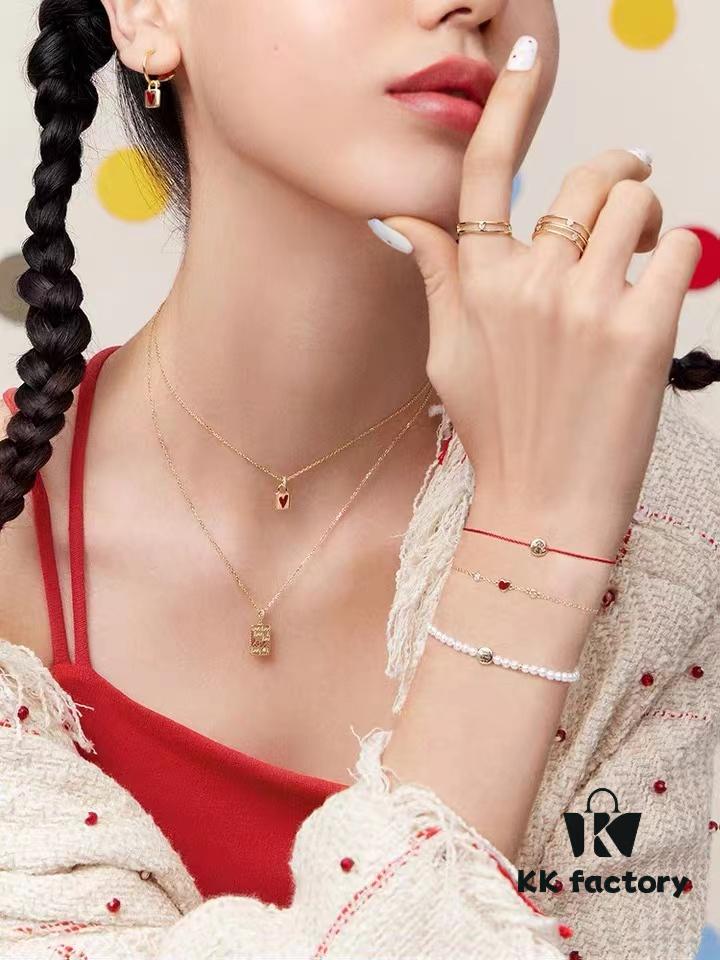 [Year of the Rabbit New Arrival] HEFANG Bide Rabbit Little Red Heart Bracelet, 925 Sterling Silver Full Silver Bangle, Birth Year Gift