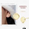 Year of the Rabbit New Arrival Hefang Bi De Tu Gao Bai Cookie Stud Earrings 925 Sterling Silver Full Silver Stackable Earrings Jewelry Gift