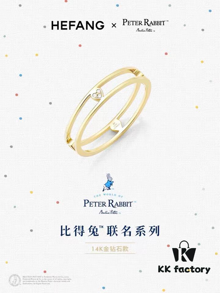 [Year of the Rabbit New Arrival] HEFANG Bi De Tu Double-Layer Heart Pure Silver Ring S925 Sterling Silver Band, Ideal Gift for Birth Year