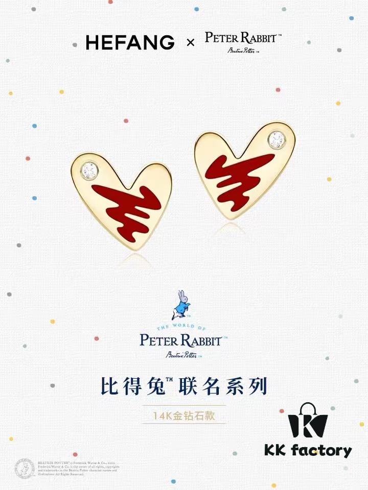 6930042a12f62673a6faaedd Rabbit Year New Arrival - HEFANG Bide Rabbit Oil Painting Heart Stud Earrings, S925 Sterling Silver Full Silver Ear Studs, Gift Idea