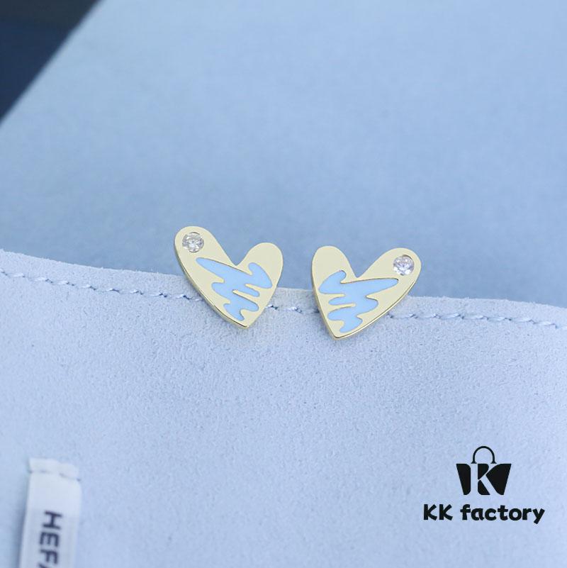 6930042d12f62673a6faaee1 Rabbit Year New Arrival - HEFANG Bide Rabbit Oil Painting Heart Stud Earrings, S925 Sterling Silver Full Silver Ear Studs, Gift Idea