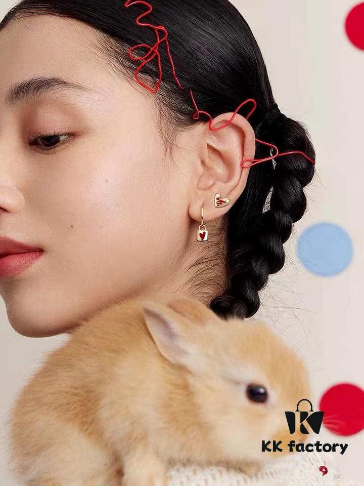 6930042d12f62673a6faaee4 Rabbit Year New Arrival - HEFANG Bide Rabbit Oil Painting Heart Stud Earrings, S925 Sterling Silver Full Silver Ear Studs, Gift Idea