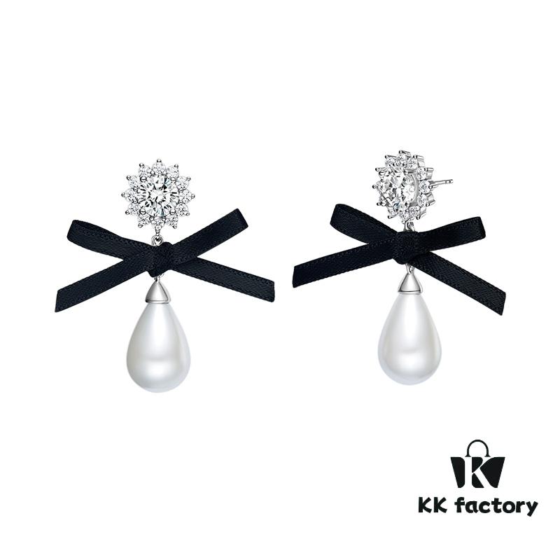 6930043012f62673a6faaeeb He Fang Bow Silk Ribbon Earrings, Same Style as Yang Mi