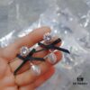 He Fang Bow Silk Ribbon Earrings, Same Style as Yang Mi