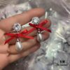He Fang Bow Silk Ribbon Earrings, Same Style as Yang Mi
