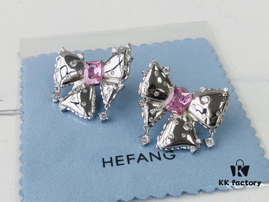 6930044b12f62673a6faaf2a HEFANG Jewelry Bowknot Gemstone Earrings