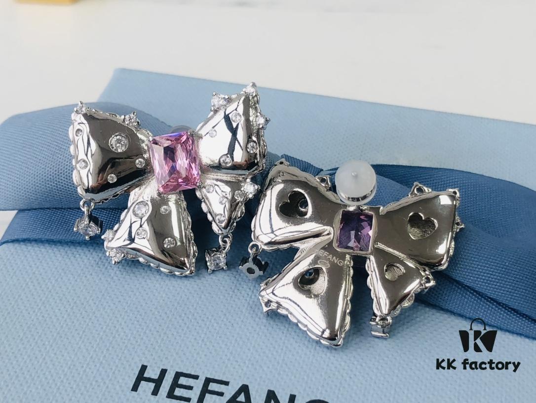 6930044c12f62673a6faaf2d HEFANG Jewelry Bowknot Gemstone Earrings