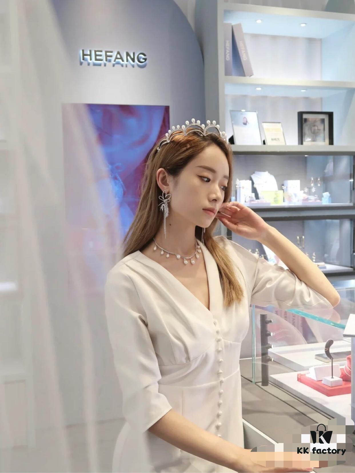 HEFANG Jewelry Love Heart Wheat Tassel Earrings