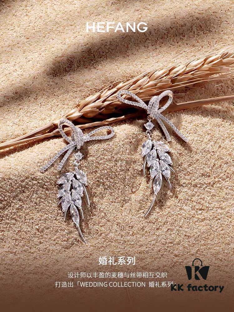 6930045a12f62673a6faaf50 HEFANG Jewelry Ribbon Wheat Ear Earrings