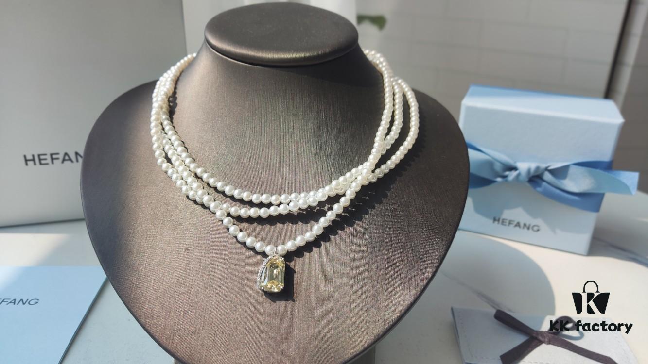 6930047912f62673a6faaf9e HEFANG Jewelry Liu Guang Fang Tang Three-Layer Necklace with Extension Chain