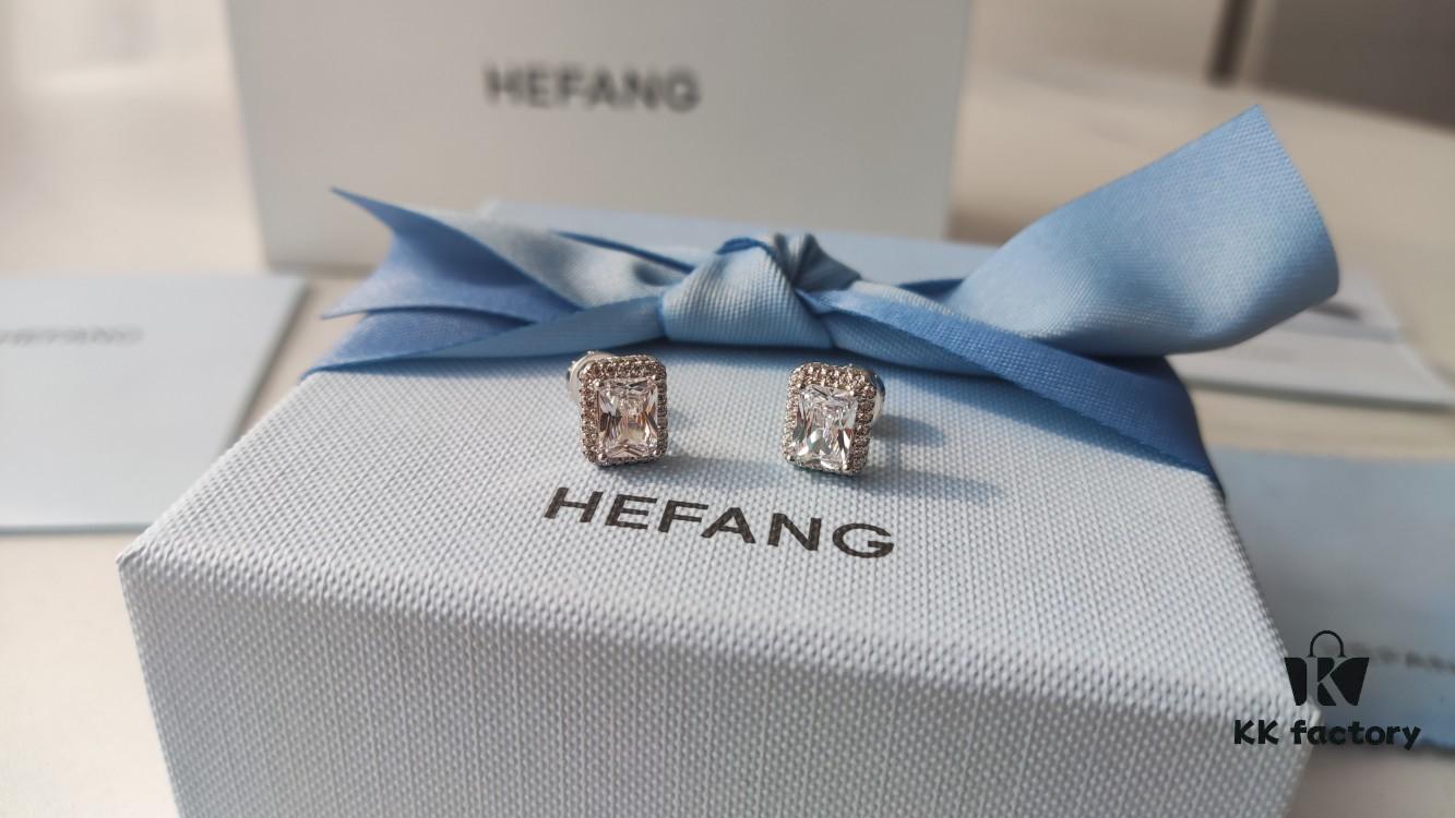 HEFANG Jewelry Shiny Cube Stud Earrings