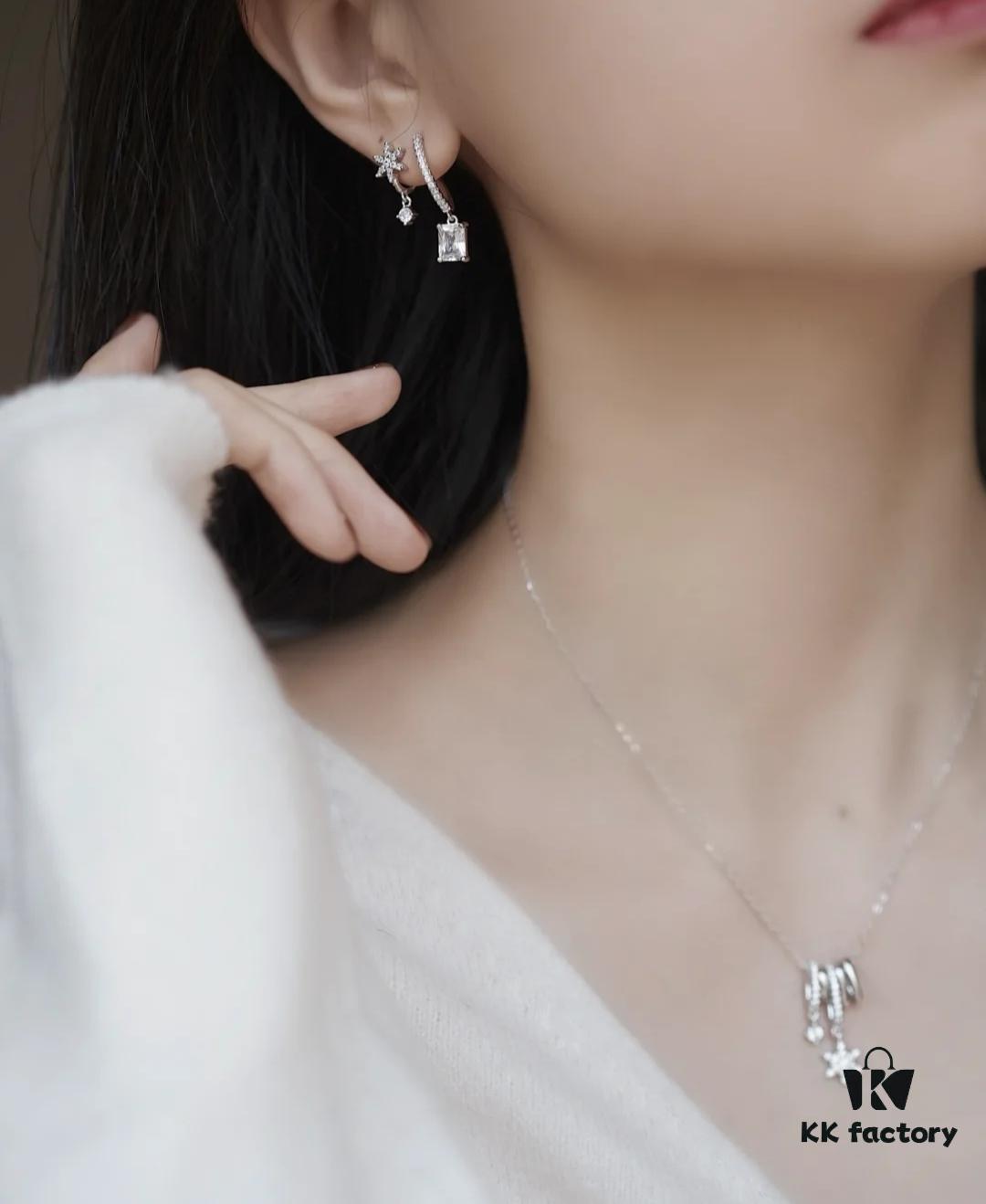 6930049112f62673a6faafd8 New Arrival He Fang Snowflake Crystal Necklace / Earrings | Pure Silver High-End Original Quality