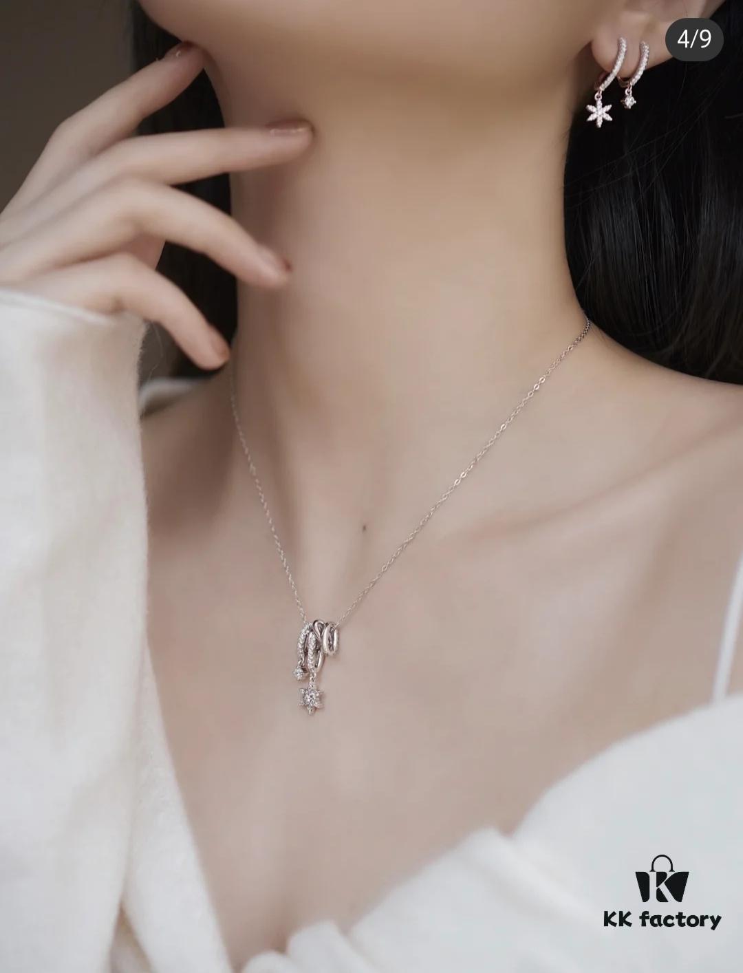 6930049112f62673a6faafd9 New Arrival He Fang Snowflake Crystal Necklace / Earrings | Pure Silver High-End Original Quality