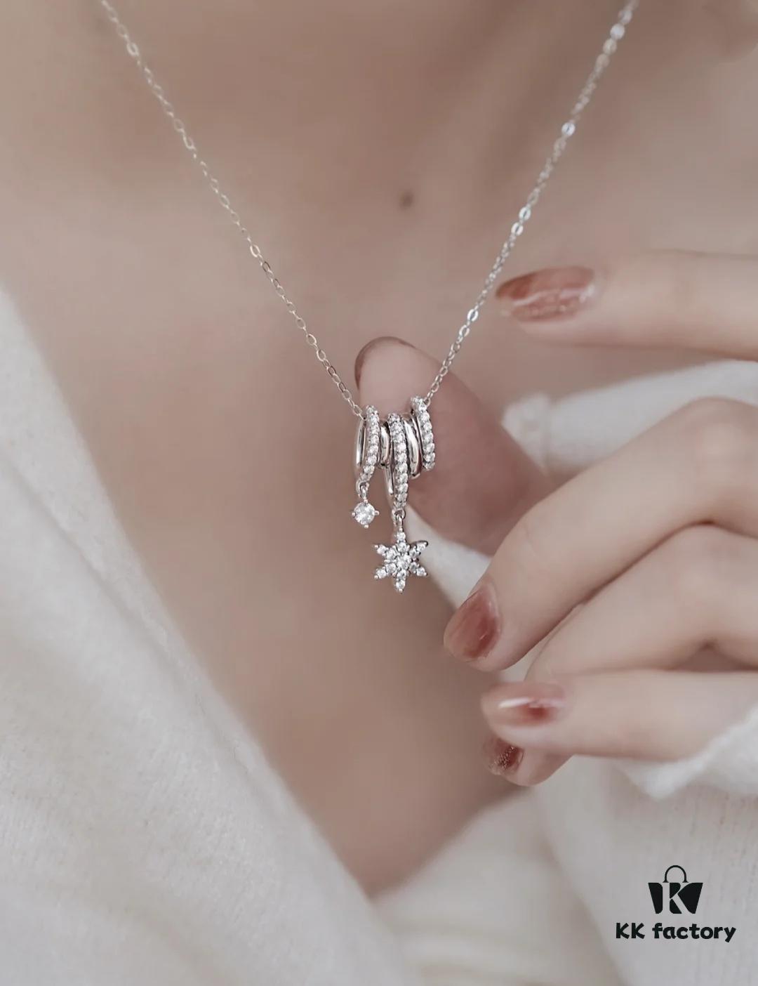 6930049412f62673a6faafe0 New Arrival He Fang Snowflake Crystal Necklace / Earrings | Pure Silver High-End Original Quality