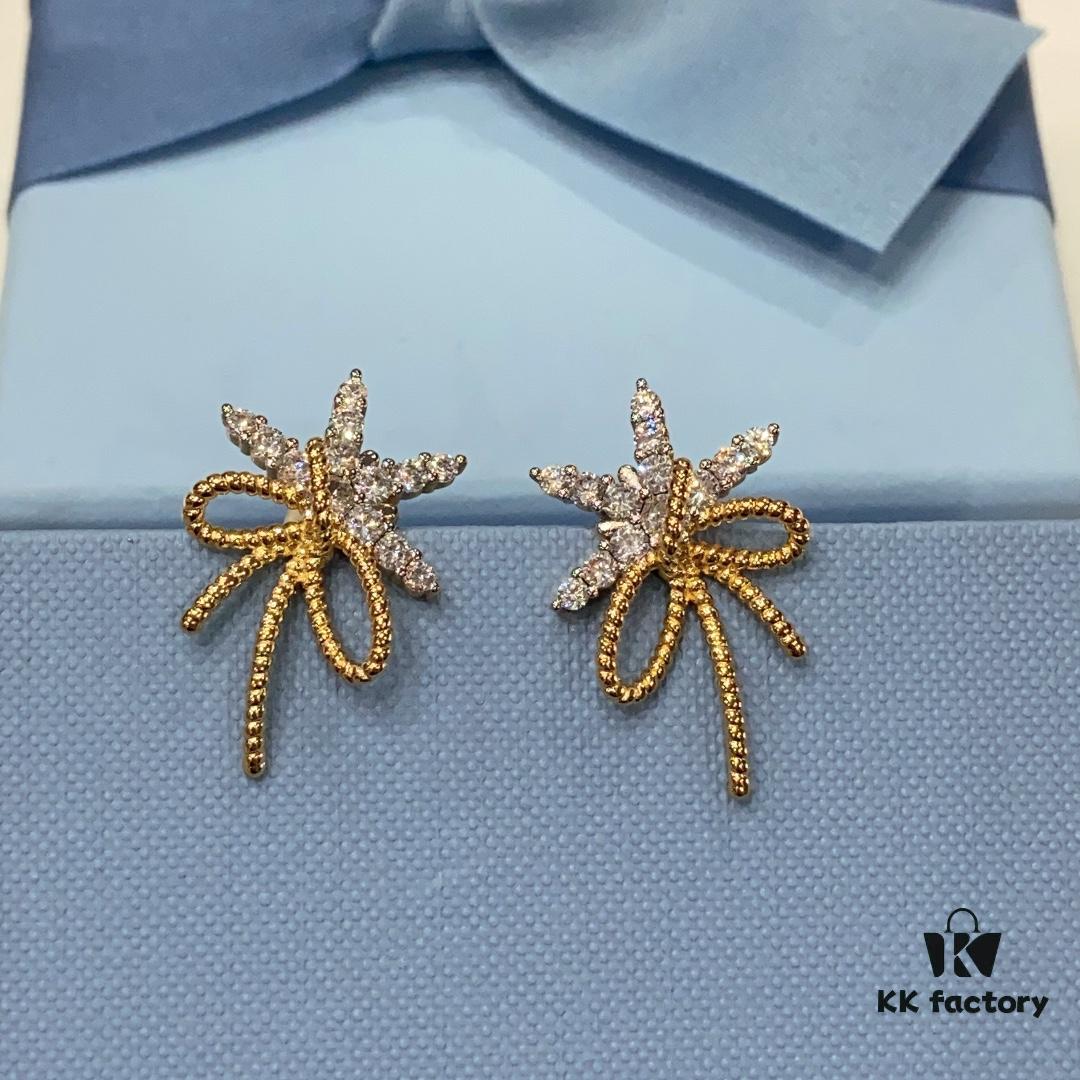 693004ac12f62673a6fab019 Floating Silk Ribbon Snowflake Stud Earrings for Women