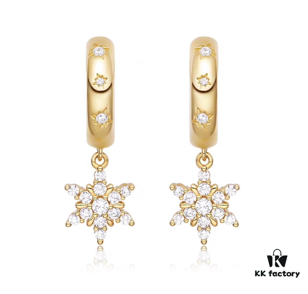 Starry Light Snowflake Earrings, Brilliant and Elegant Jewelry